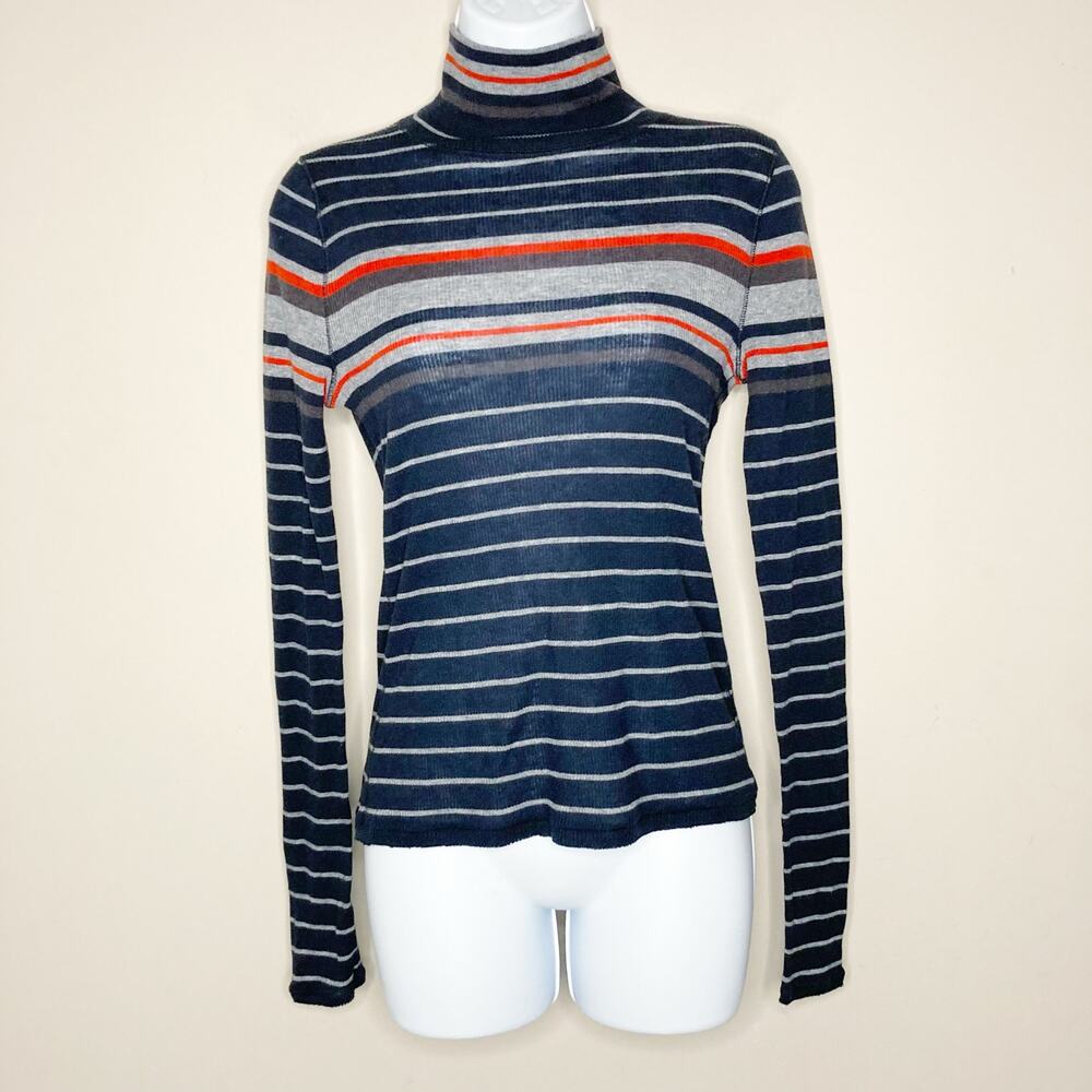 Rag & Bone Women's Small Striped Turtleneck Sweater Wool Blend Lightweight FLAW